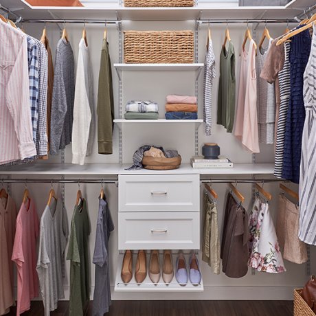 White Closet System with Closet Drawer Units