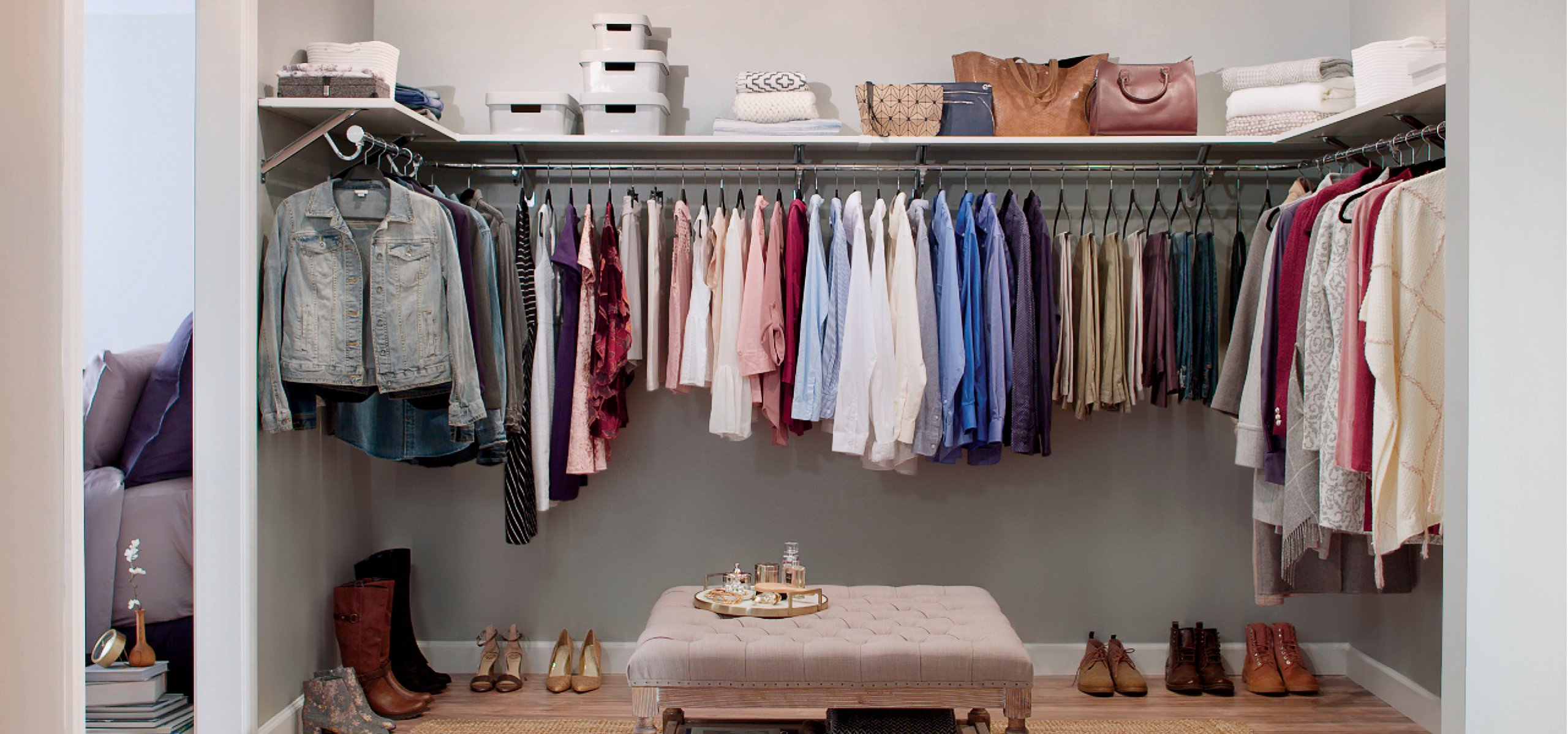 Wood Shelving in Bedroom Closet