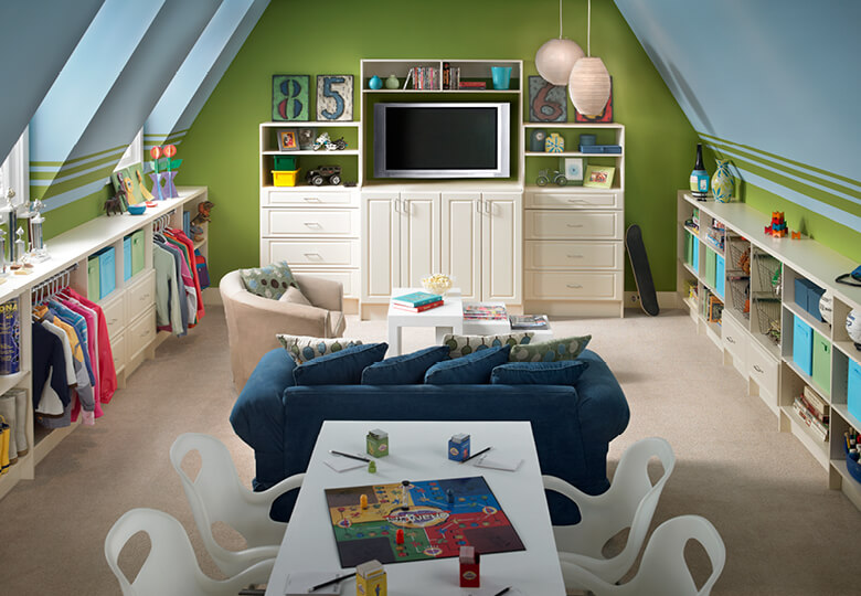 MasterSuite adds functional and stylish storage to this playroom.