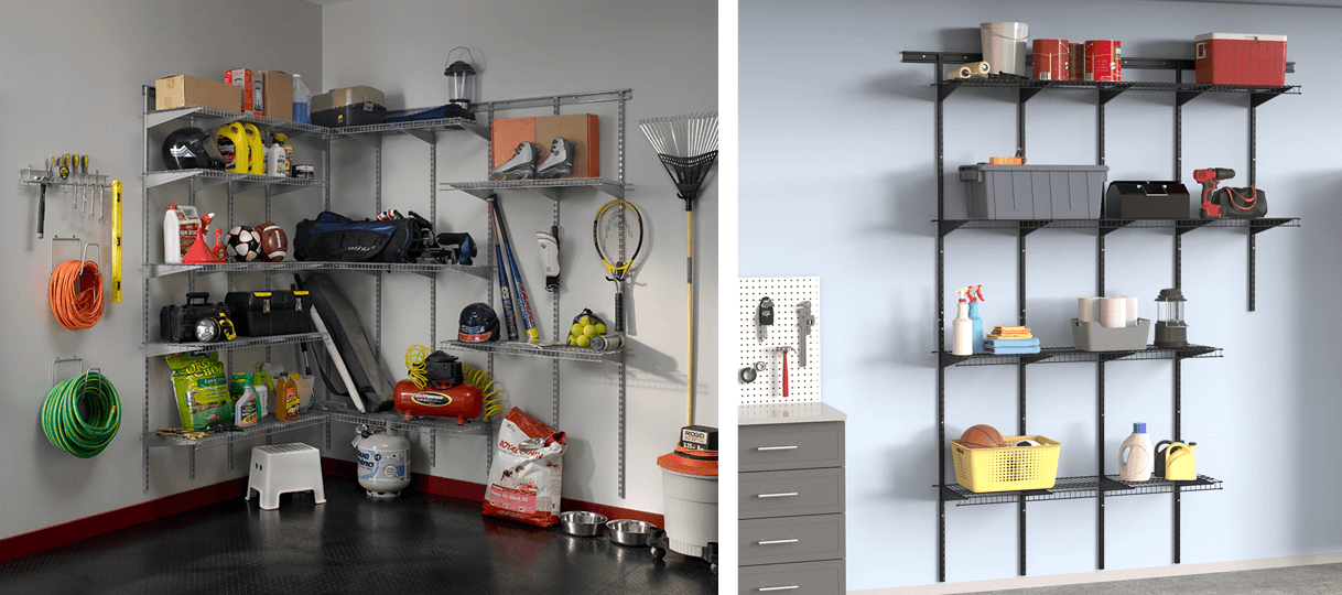 As its name implies, MaxLoad shelving can hold substantial weight – up to 100 pounds per linear foot – so it’s ideal for use in the garage. You can get power tools, bags of mulch and other hefty items up off the floor with ease.  Learn more about ShelfTrack®. 