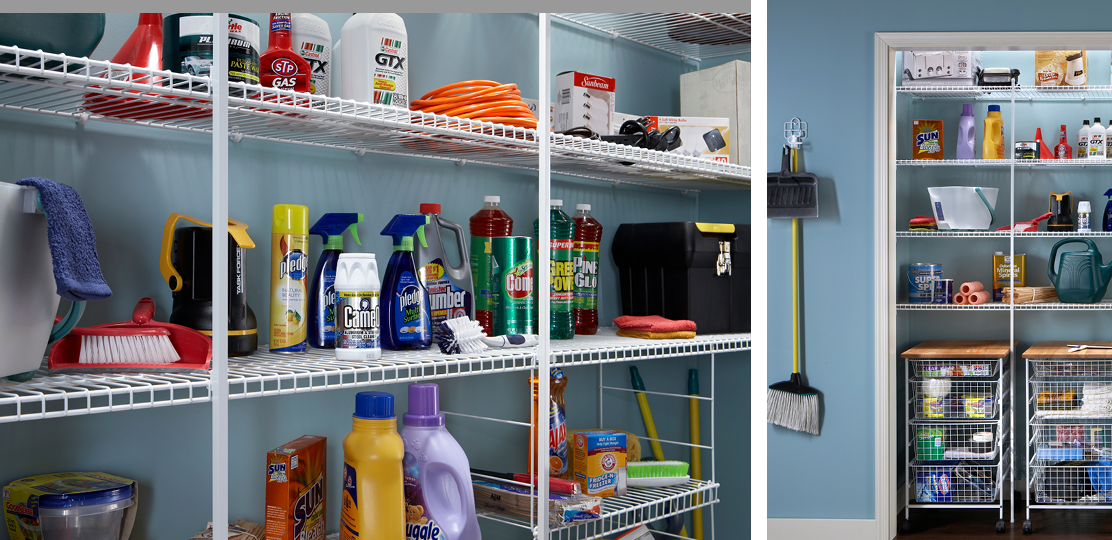 Store smaller items safely on Close Mesh wire shelving. It’s ideal for use in rooms like utility closets and linen closets, where you may have narrow bottles, brushes and other small things.  Discover Close Mesh. 