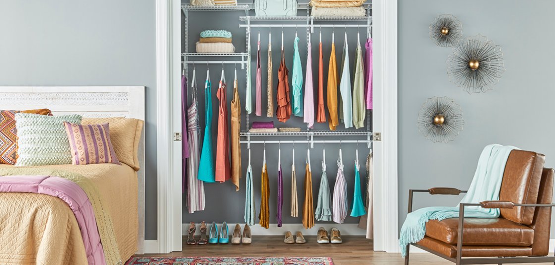 Wire Shelving in Reach-in Closet
