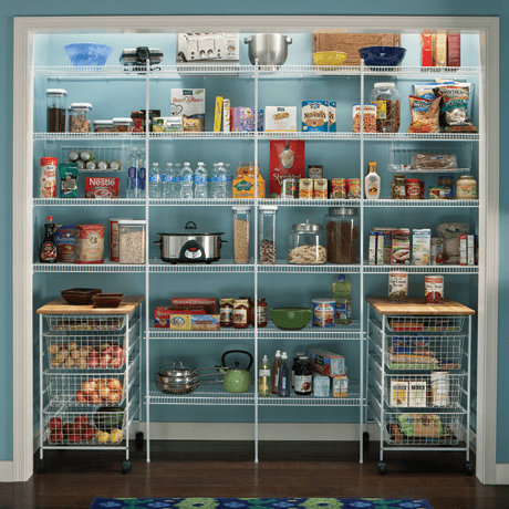 Wire Shelving in Kitchen Pantry
