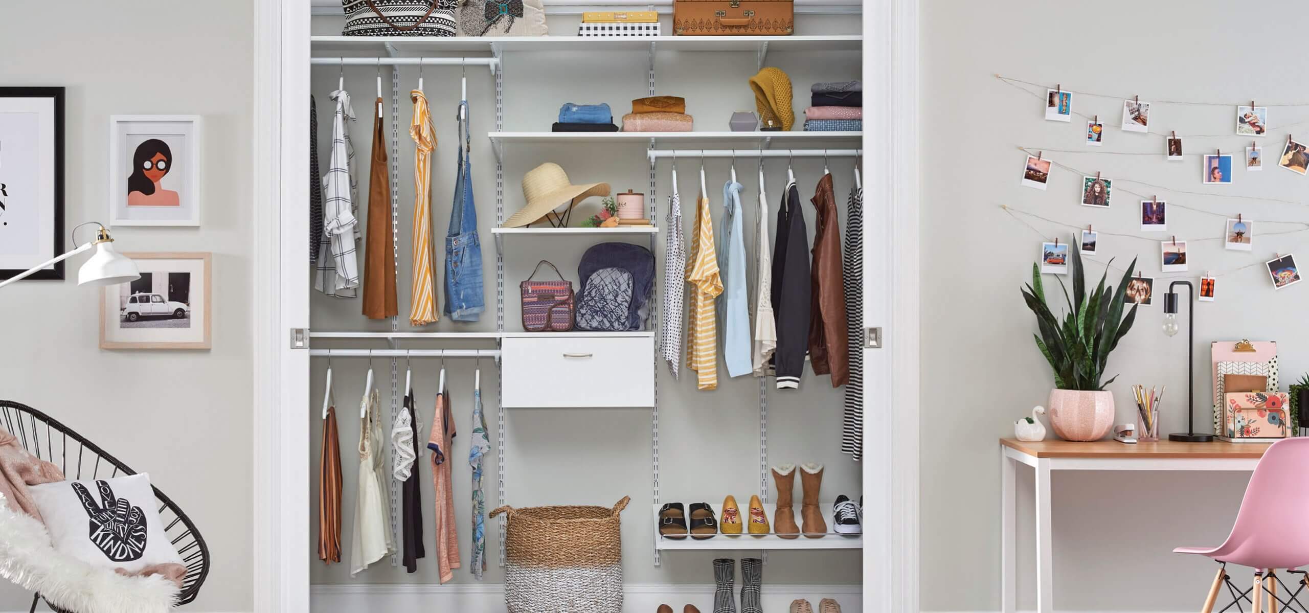 Wood Shelving in Bedroom Closet