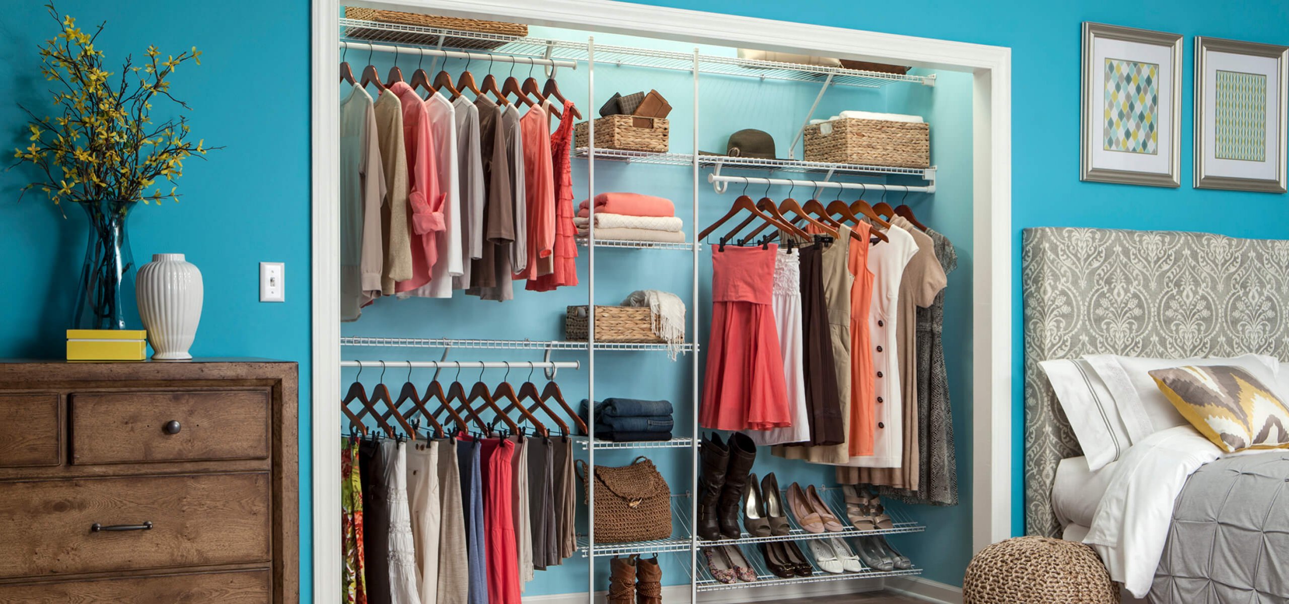 Wire Shelving in Bedroom Closet