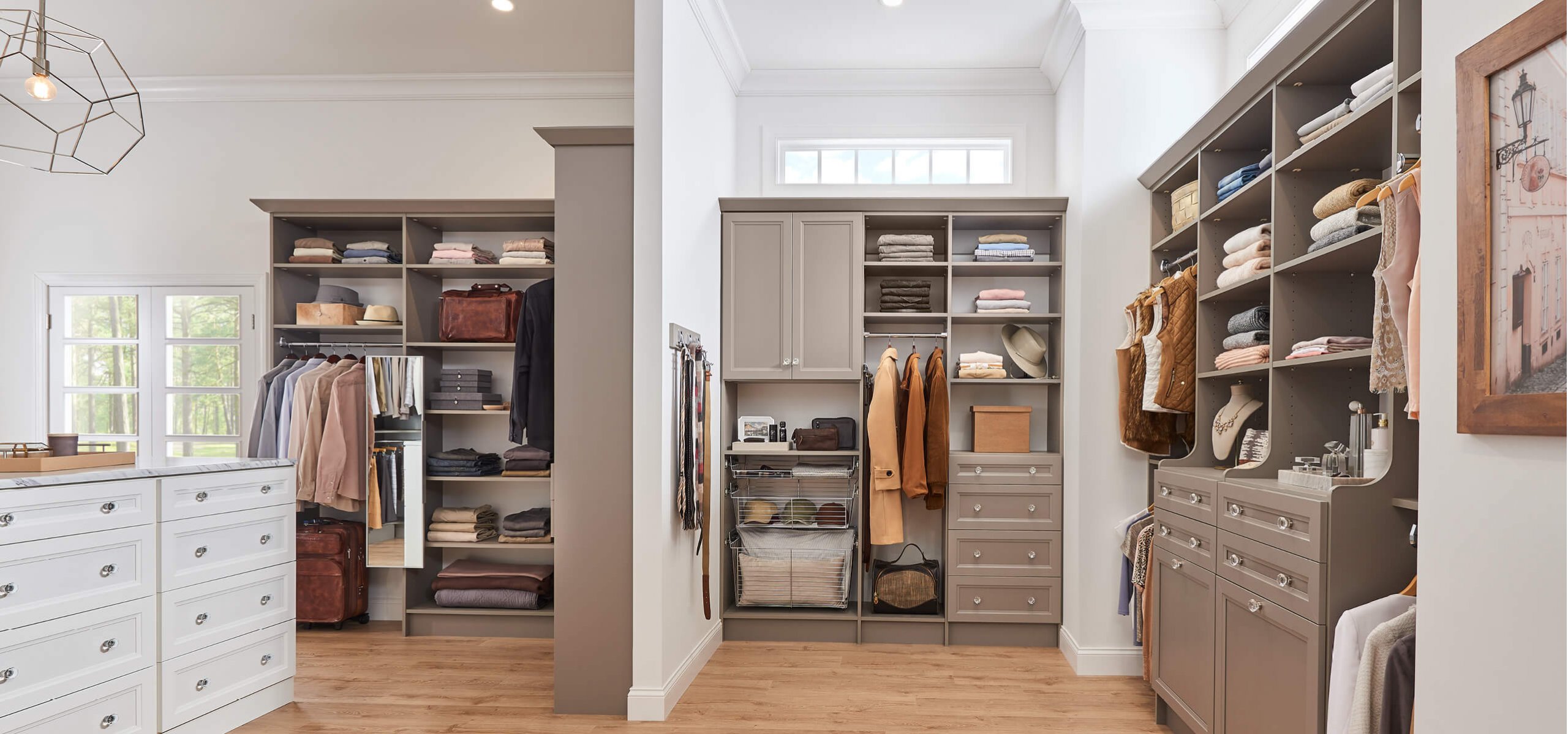 Wood Cabinets and Drawers in Walk-in Closets