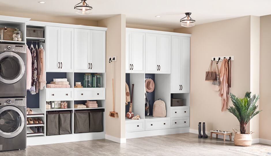 Wood Cabinets in a Laundry Room