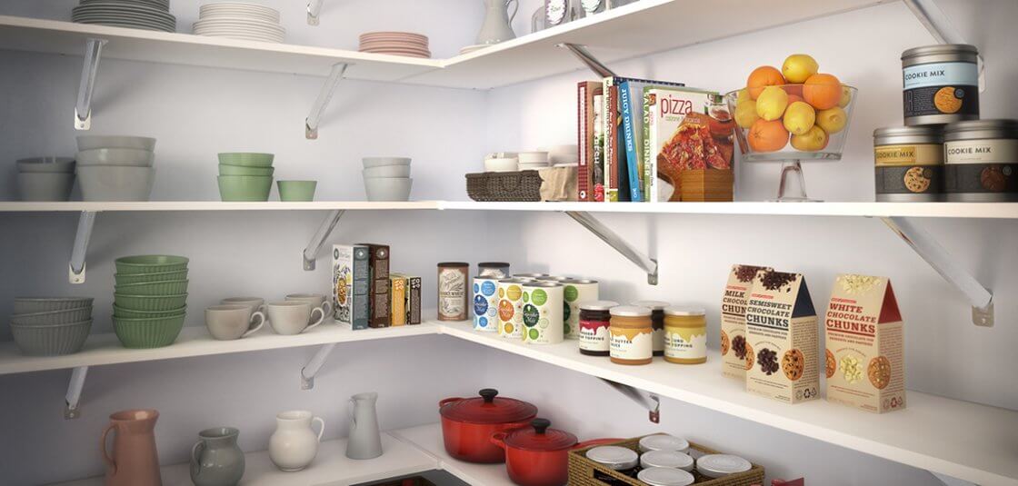 Wood Shelving in a Pantry