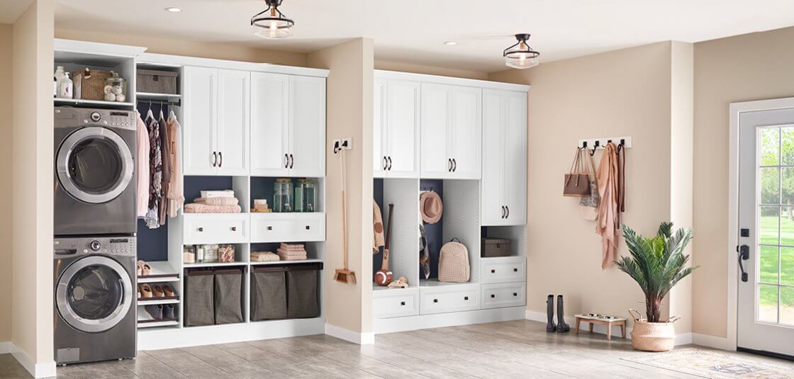 Wood Cabinets in an Entryway