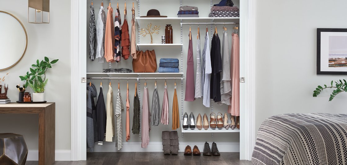 Wood Closet System with Shoe Shelf