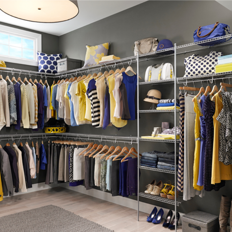 Wire Shelving in Walk-in Closet